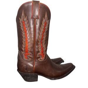 Vintage Frye Austin Western Two Tone Orange & Brown Women’s Size 8.5 Cowboy Snip